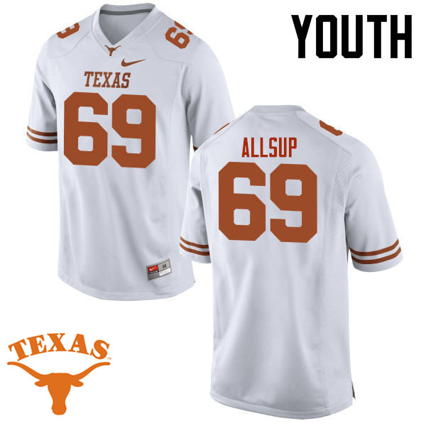 Youth #69 Austin Allsup Texas Longhorns College Football Jerseys-White